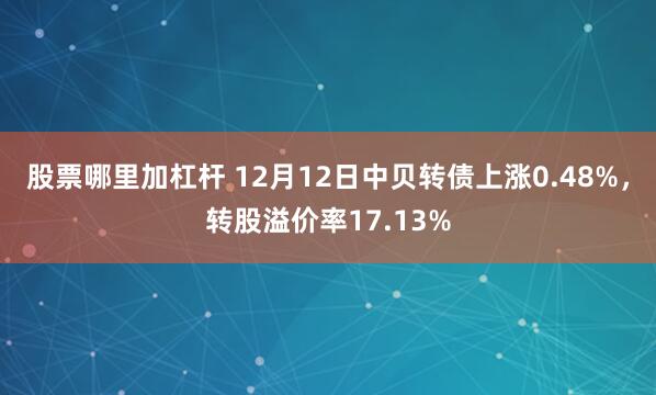 股票哪里加杠杆 12月12日中贝转债上涨0.48%，转股溢价率17.13%