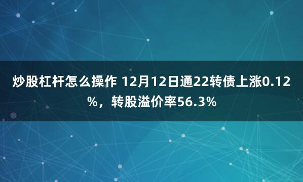 炒股杠杆怎么操作 12月12日通22转债上涨0.12%，转股溢价率56.3%