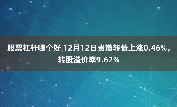 股票杠杆哪个好 12月12日贵燃转债上涨0.46%，转股溢价率9.62%