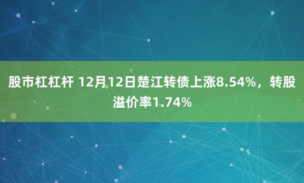 股市杠杠杆 12月12日楚江转债上涨8.54%，转股溢价率1.74%