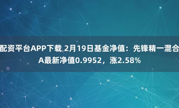 配资平台APP下载 2月19日基金净值：先锋精一混合A最新净值0.9952，涨2.58%